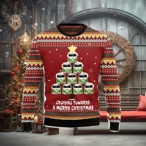 Bus Cruising Towards A Merry Christmas Ugly Christmas Sweater 3D Gift Christmas Funny