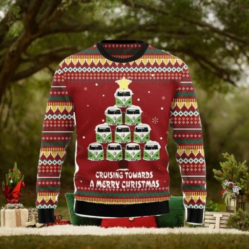 Bus Cruising Towards A Merry Christmas Ugly Christmas Sweater 3D Gift Christmas Funny