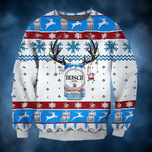 Busch Beer Deer Horn Ugly Christmas Sweater, Faux Wool Sweater, Gifts For Beer Lovers, International Beer Day, Best Christmas Gifts For 2022 – Prinvity