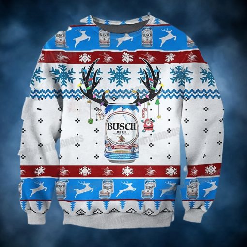 Busch Beer Deer Horns Ugly Christmas Sweater Gift For Beer Lovers