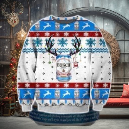 Busch Beer Knitting Ugly Christmas Sweater Perfect Holiday Gift
