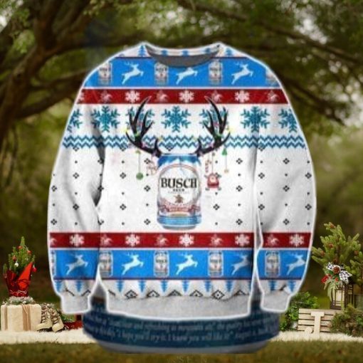 Busch Beer Knitting Ugly Christmas Sweater Perfect Holiday Gift