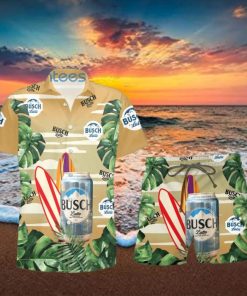 Busch Latte Beer Surfboard Lover Tropical Leaf Hawaiian Shirt