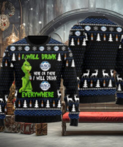 Busch Light Grinch Will Drink Everywhere Ugly Sweater