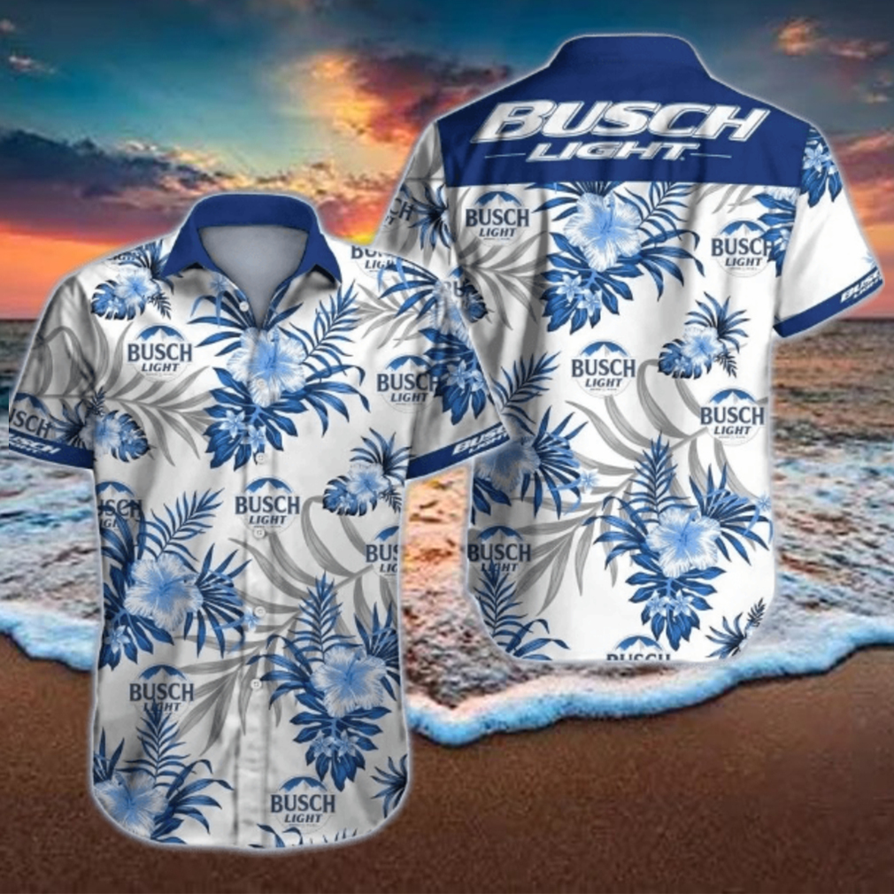 Busch Light Hawaiian Shirt Blue Tropical Floral Busch Light Hawaiian Shirt Blue Tropical Floral