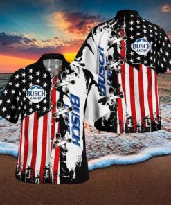 Busch Light Hawaiian Shirt Special American Flag