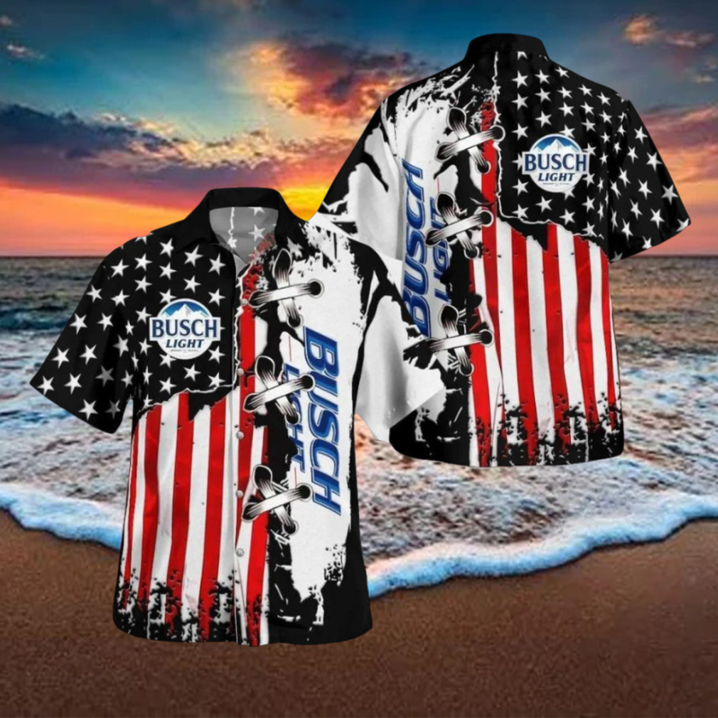 Busch Light Hawaiian Shirt Special American Flag Busch Light Hawaiian Shirt Special American Flag