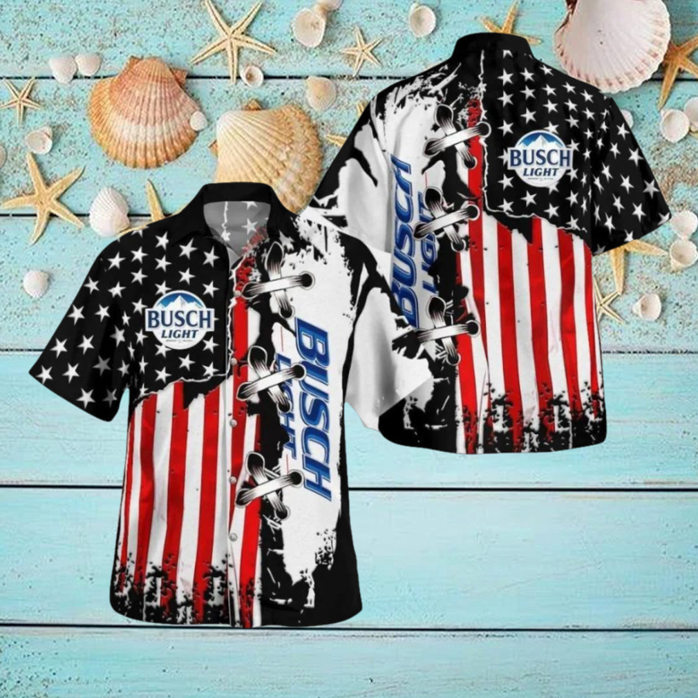Busch Light Hawaiian Shirt Special American Flag Busch Light Hawaiian Shirt Special American Flag