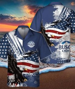 Busch Light Hawaiian Shirt US Flag And Eagle 4 Of July Independence Day