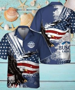 Busch Light Hawaiian Shirt US Flag And Eagle 4 Of July Independence Day