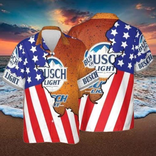 Busch Light Hawaiian Shirt US Flag Beer Lover Gift