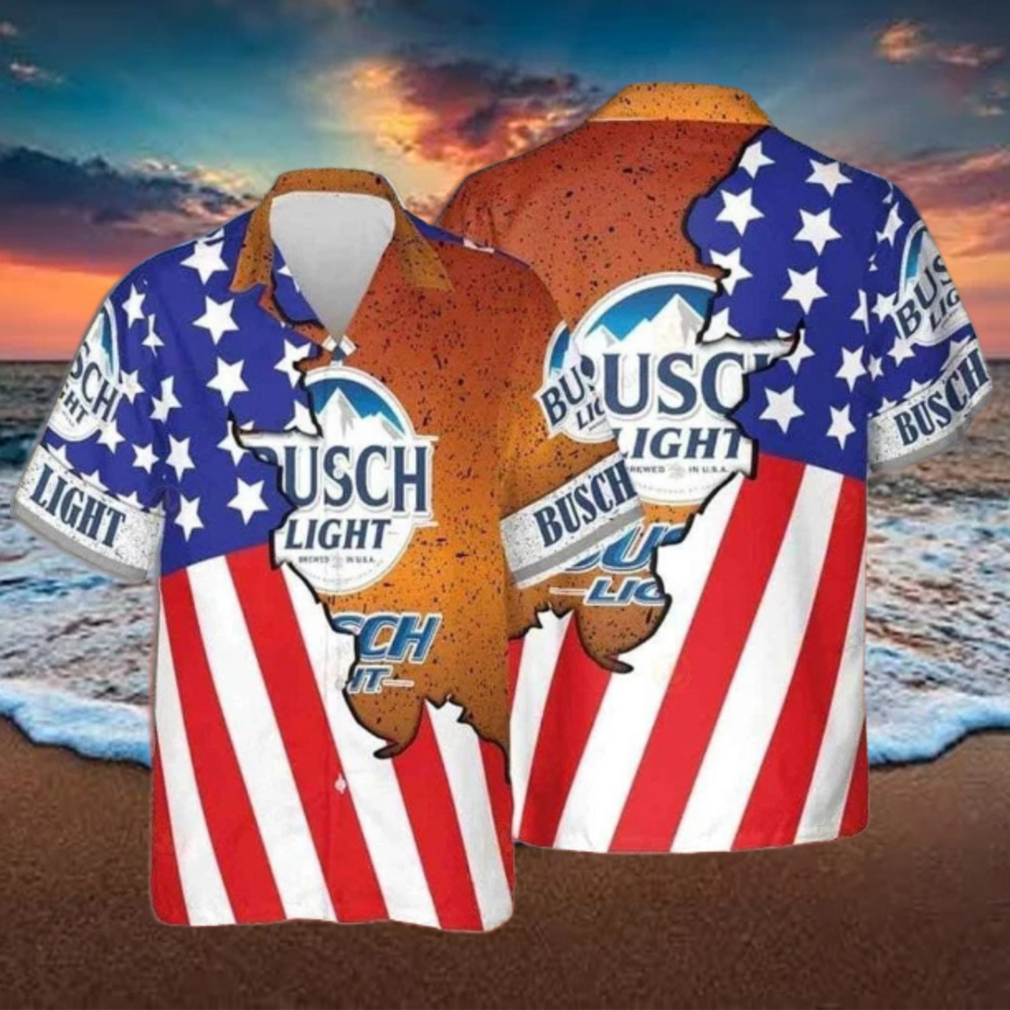 Busch Light Hawaiian Shirt US Flag Beer Lover Gift Busch Light Hawaiian Shirt US Flag Beer Lover Gift