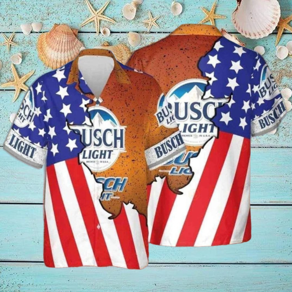 Busch Light Hawaiian Shirt US Flag Beer Lover Gift Busch Light Hawaiian Shirt US Flag Beer Lover Gift