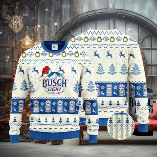 Busch Light Santa Hat Christmas Ugly Christmas Sweater, Ugly Sweater