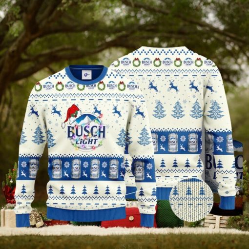 Busch Light Santa Hat Christmas Ugly Christmas Sweater, Ugly Sweater