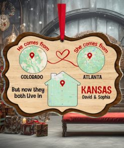 But Now They Both Live In, Custom Love Map Ornament, Christmas Gift For Couple