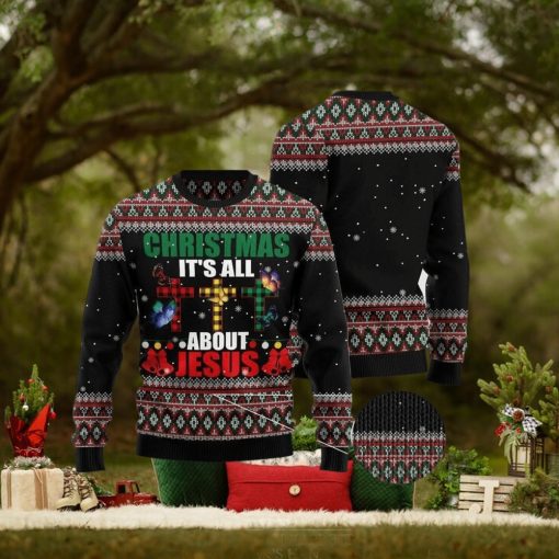 Butterfly All About Jesus Ugly Christmas Sweater Gift For Men And Women