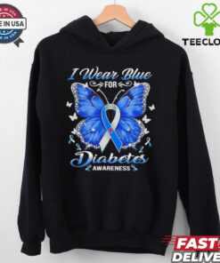 Butterfly I wear blue for Diabetes Awareness shirt
