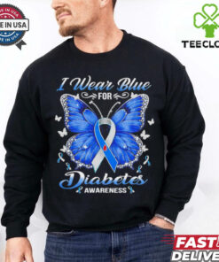 Butterfly I wear blue for Diabetes Awareness shirt