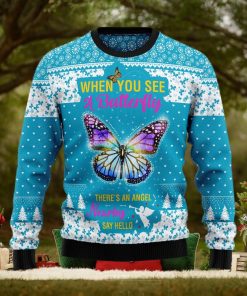 Butterfly Nearby Say Hello Ugly Christmas Sweater Gift Men Women