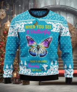 Butterfly Nearby Say Hello Ugly Christmas Sweater Gift Men Women