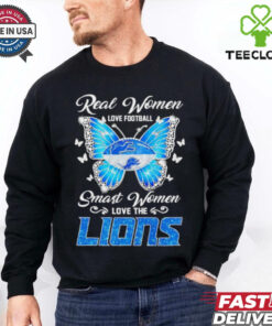 Butterfly real women love football smart women love the Detroit Lions shirt