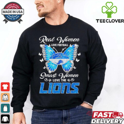 Butterfly real women love football smart women love the Detroit Lions shirt