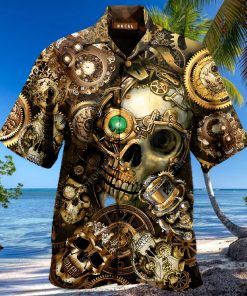 Buy Amazing Steampunk Skull Hawaiian Shirt 1 Buy Amazing Steampunk Skull Hawaiian Shirt