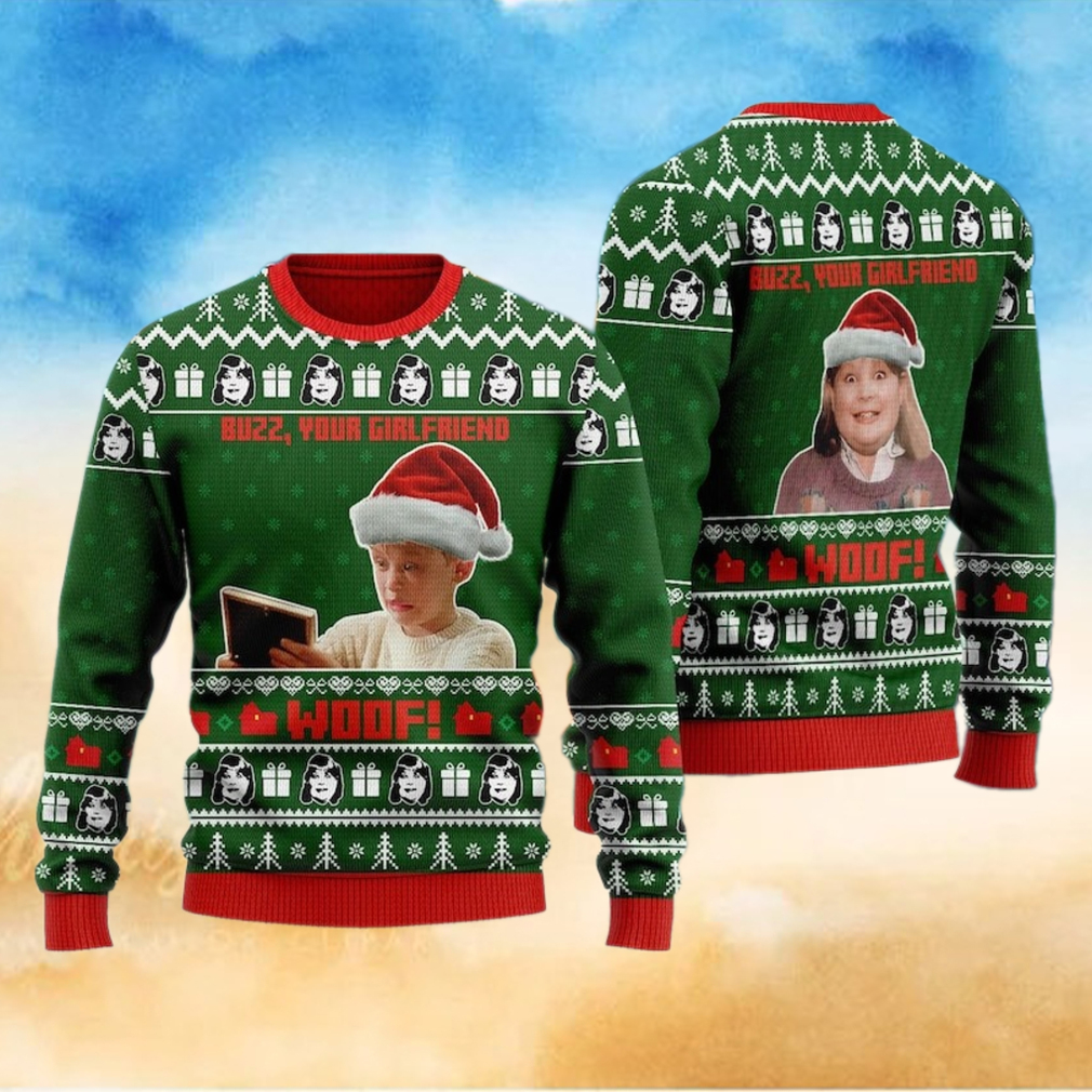 Buzz Your Girlfriend WOOF Kevin Home Alone 3D Ugly Christmas Sweater Buzz Your Girlfriend WOOF Kevin Home Alone 3D Ugly Christmas Sweater
