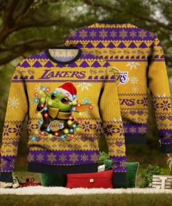 Lakers Ugly Sweater Baby Yoda Star Wars 3D Ugly Christmas Sweater Presents Christmas For Men And Women