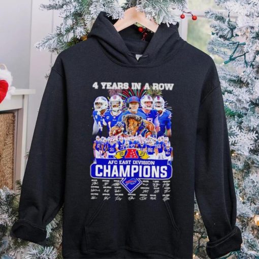 Buffalo Bills 4 years in a row 2023 AFC East Division Champions signatures hoodie, sweater, longsleeve, shirt v-neck, t-shirt