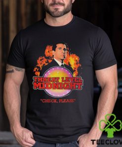 Threat level midnight Steve Carrell Check please vintage poster shirt 2 Threat level midnight Steve Carrell Check please vintage poster shirt