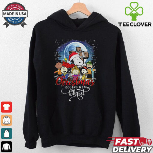 Snoopy Christmas Begins With Christ T Shirt