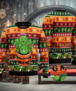 Cactus Hug Me Cute Ugly Christmas Sweater AOP All Over Printed Sweater