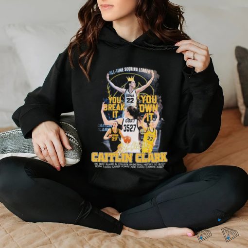 Caitlin Clark Iowa Hawkeyes Basketball All Time Scoring Leader signature hoodie, sweater, longsleeve, shirt v-neck, t-shirt