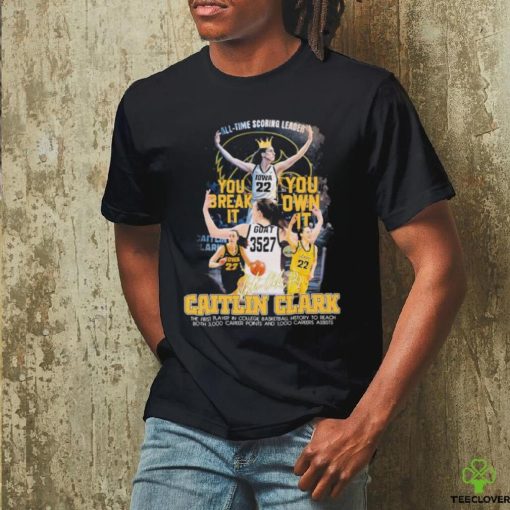 Caitlin Clark Iowa Hawkeyes Basketball All Time Scoring Leader signature hoodie, sweater, longsleeve, shirt v-neck, t-shirt