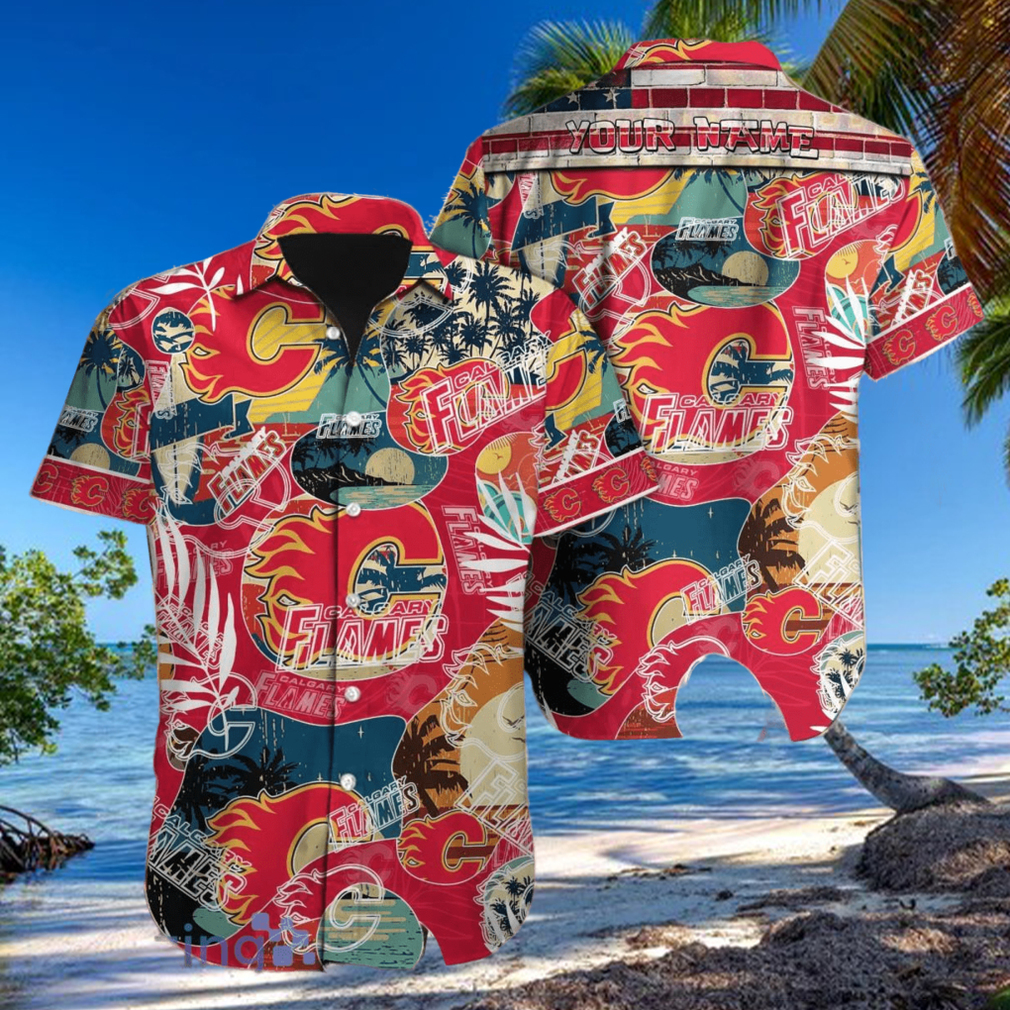 Calgary Flames Custom Name Hawaiian Shirt Best Gift For Men And Women Calgary Flames Custom Name Hawaiian Shirt Best Gift For Men And Women