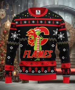 Calgary Flames Funny Grinch Christmas Ugly Sweater