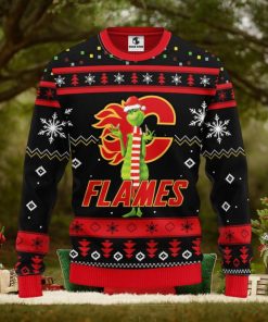 Calgary Flames Funny Grinch Christmas Ugly Sweater