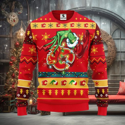 Calgary Flames Grinch Christmas Ugly Sweater