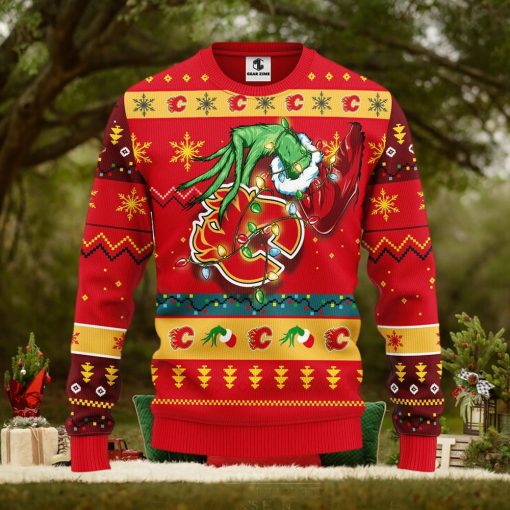 Calgary Flames Grinch Christmas Ugly Sweater