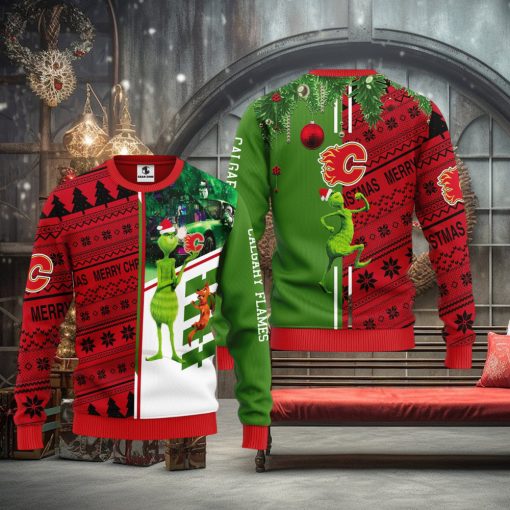 Calgary Flames Grinch & Scooby doo Christmas Ugly Sweater