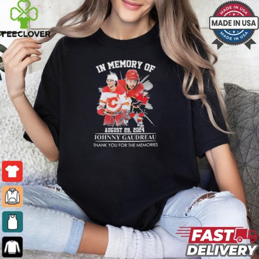 Calgary Flames In Memory Of Johnny Gaudreau August 29, 2024 Thank You For The Memories Signature Shirt