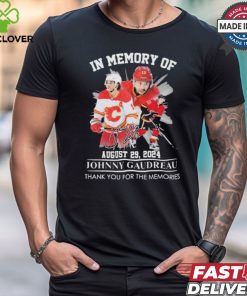 Calgary Flames In Memory Of Johnny Gaudreau August 29, 2024 Thank You For The Memories Signature Shirt