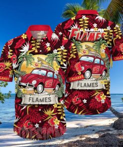 Calgary Flames NHL Flower Unisex Hawaiian Shirt