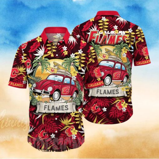 Calgary Flames NHL Flower Unisex Hawaiian Shirt