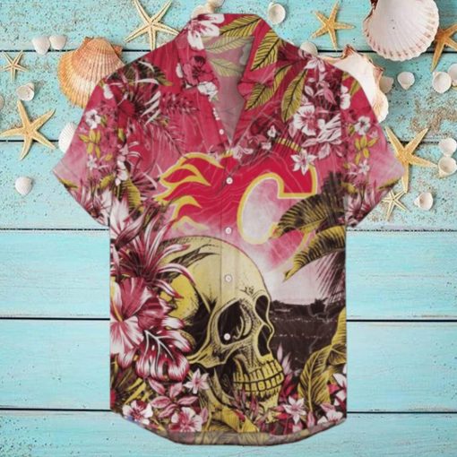 Calgary Flames NHL Hawaiian Shirt Tropical Skull Design For Men Women