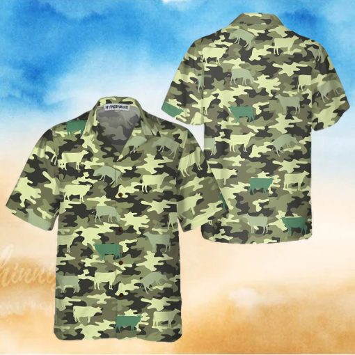 Camouflage Cow Hawaiian Shirt, Cow Shirt For Men & Women, Funny Cow Print Shirt