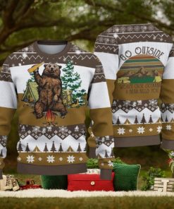 Camping Bear Go Outside Ugly Christmas Sweater Holiday For Men And Women