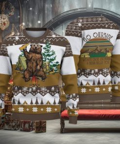 Camping Bear Go Outside Ugly Christmas Sweater Holiday For Men And Women